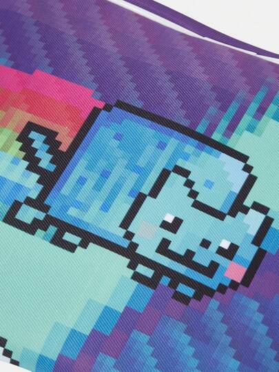Nyan Cat X  صندوق تنظيم مكياج ذو سعة كبيرة بنمط قطة، حافظة مكياج محمولة للسفر، وأقلام تجميل، وإكسسوارات، وعلبة تجميل جميلة وعصرية محكمة الإغلاق