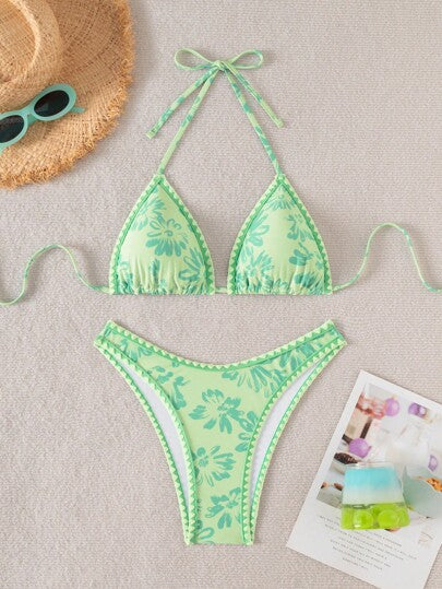 طقم تانكيني حريمي Swim Mod بدلة سباحة تانكيني مطبوعة بنقوش زهرية للعطلة الربيعية