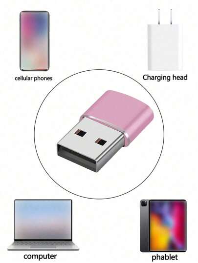 محول من نوع C إلى USB من سبيكة الألومنيوم عالي اللمعان قطعة واحدة، متوافق مع الهواتف الذكية والكمبيوتر والشواحن السيارية وكابلات البيانات PD والمحاور USB وشاحن السريع