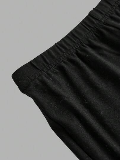 SHEIN طقم بلوزة كاجوال بفتحة كتف وفيونكة مع بنطال واسع ذي لون واحد مجموعة من قطعتين