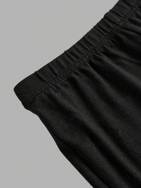 SHEIN طقم بلوزة كاجوال بفتحة كتف وفيونكة مع بنطال واسع ذي لون واحد مجموعة من قطعتين