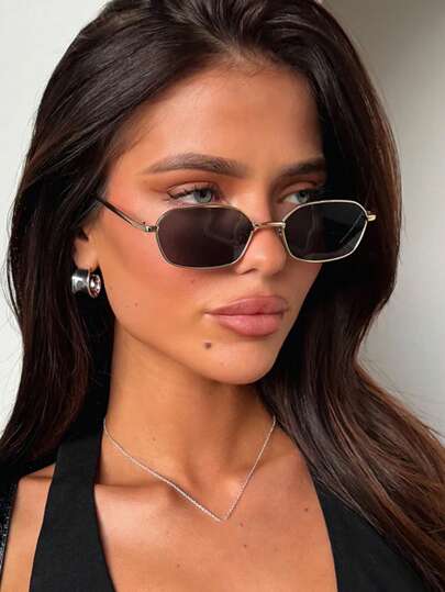1 إطار نظارات صغير غير متماثل مضلع بنمط جيومتري مناسب للنساء ذو طابع رجعي عصري وشامل، مفيد للسفر والعطلات والشاطئ وأنشطة الخارج