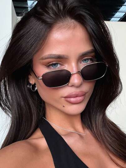 1 إطار نظارات صغير غير متماثل مضلع بنمط جيومتري مناسب للنساء ذو طابع رجعي عصري وشامل، مفيد للسفر والعطلات والشاطئ وأنشطة الخارج