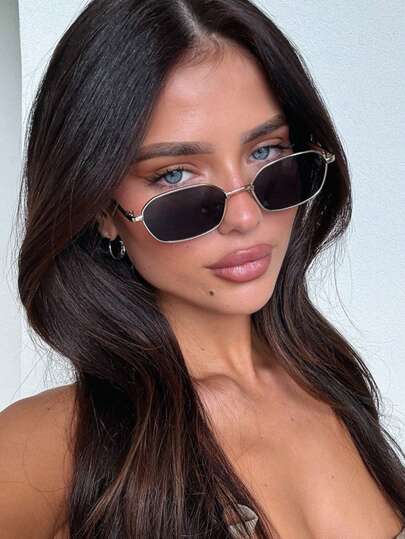 1 إطار نظارات صغير غير متماثل مضلع بنمط جيومتري مناسب للنساء ذو طابع رجعي عصري وشامل، مفيد للسفر والعطلات والشاطئ وأنشطة الخارج