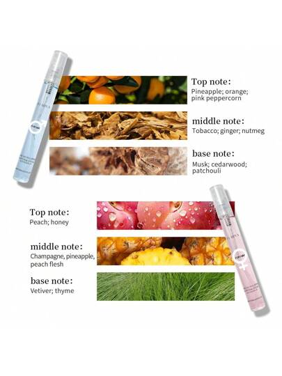 مجموعة عطر للأزواج 10 مل، كولونيا/عطر للرجال والنساء، رذاذ سفر مدمج، رائحة المسك/الصندل/الفواكه، عطر لطيف طويل الأمد، خيارات الزجاجة الفردية أو علبة هدايا