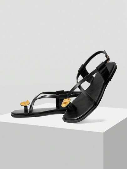 MOTF PREMIUM صنادل نسائية مسطحة مفتوحة الأصابع بتصميم بسيط للارتداء اليومي والعطلات، بطراز كاجوال وعصري