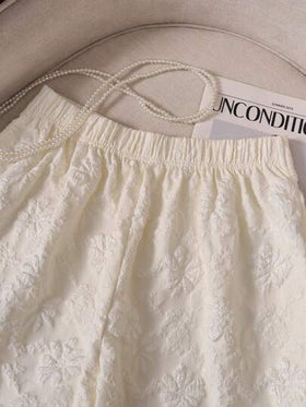 SHEIN LUNE سروال قصير أنيق للنساء من القطيفة ذو لون أحادي، مناسب للصيف