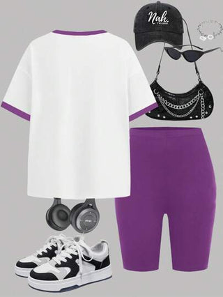 girls-sets مجموعة T-shirt وشورت كاجوال للفتيات المراهقات 2 قطعة، مناسبة للصيف