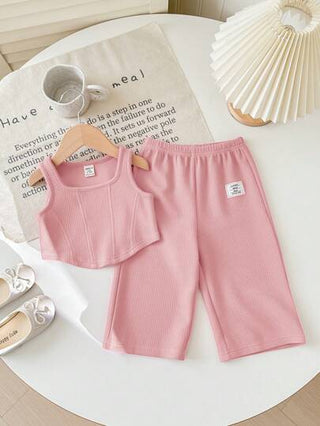 SHEIN طقم للبنت الصغيرة صامم من سترة كنز وبنطلون بخصر مطاطي