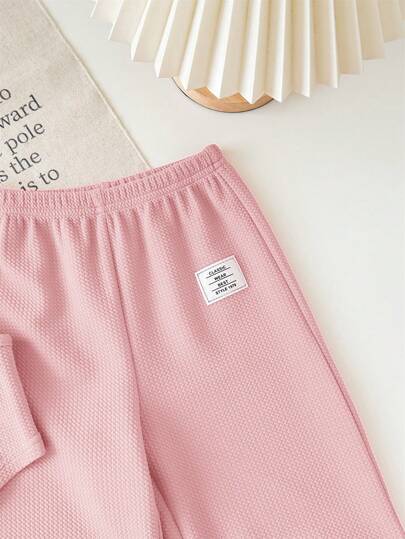 SHEIN طقم للبنت الصغيرة صامم من سترة كنز وبنطلون بخصر مطاطي
