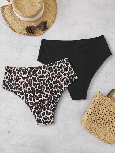 Swim Basics بيكيني من قطعتين بطبعة جلد النمر للمرأة متزايدة الحجم، بيكيني جلد النمر، للصيف