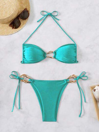 Swim Chiccia إكسسوارات أشرطة رقبة عصرية للنساء، طقم ملابس سباحة منتجع شاطئي مفرغ وجذاب