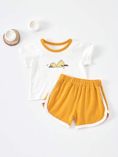 ملابس للبنات الرضع ، ملابس أطفال بطراز كوري للصيف ، ملابس اطفال رضع مطبوعة للأولاد ، بدلة أطفال مكونة من قطعتين