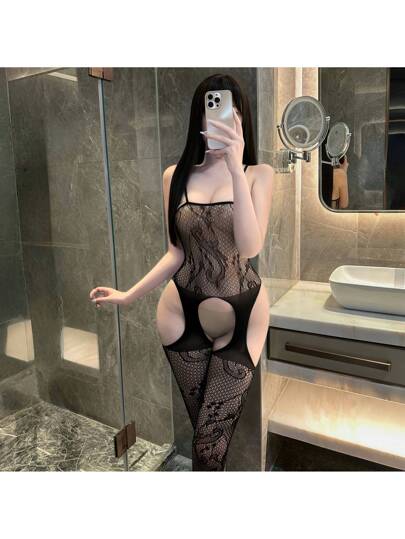 جوارب شبكية للإغراء النسائي شفافة، فرق بلا إزالة بدلة مطبوعة بتصميم جاكارد مشدودة للياقة البدنية، قميص بروح الإغراء