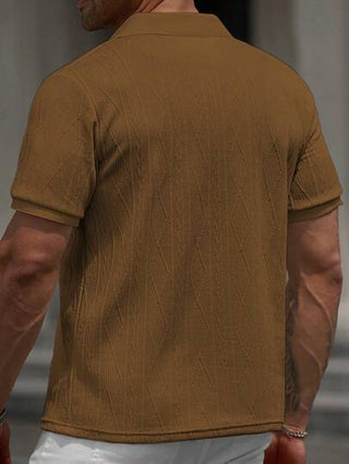 Manfinity Homme قميص بولو كاجوال بأكمام قصيرة وبلون أحادي للرجال كبار الحجم