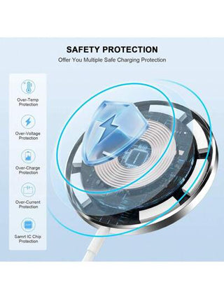 قاعدة شاحن لاسلكي مغناطيسي 15 واط، متوافق مع أجهزة آيفون 16 برو ماكس/16 برو/16 بلس/16/15/14/13/12/11، مناسب للمكاتب والسكن والمنزل
