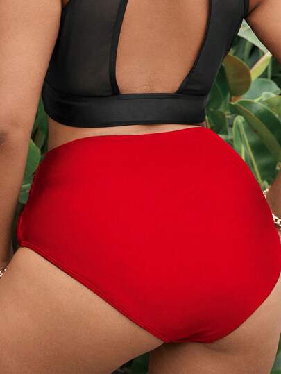 Swim Lushoire بدلة سباحة للمرأة البدينة ذات خصر عالي