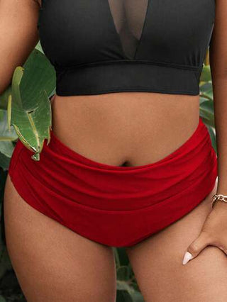 Swim Lushoire بدلة سباحة للمرأة البدينة ذات خصر عالي