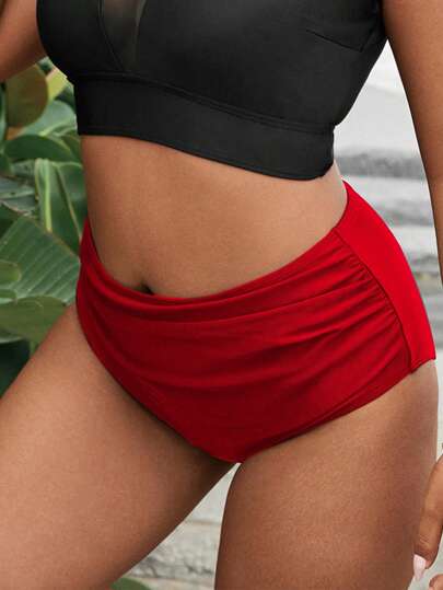 Swim Lushoire بدلة سباحة للمرأة البدينة ذات خصر عالي