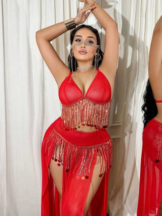 SHEIN طقم ملابس داخلية مثير مكون من 3 قطع، موضة الصيف للسيدات البدينات