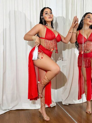 SHEIN طقم ملابس داخلية مثير مكون من 3 قطع، موضة الصيف للسيدات البدينات