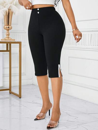 SHEIN Lady بنطلونات نسائية بلون واحد، عصرية للصيف