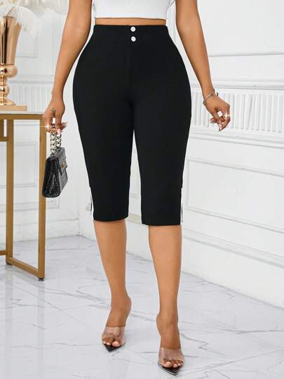SHEIN Lady بنطلونات نسائية بلون واحد، عصرية للصيف