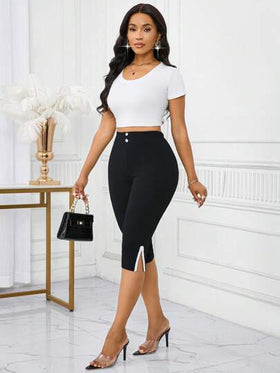 SHEIN Lady بنطلونات نسائية بلون واحد، عصرية للصيف
