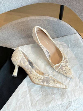 Xin Jing Shoes أحذية كعب عالي للنساء للموسم الخريفي/الشتوي، أحذية أنيقة ذات رؤوس مدببة مناسبة للمكتب والحفلات بكعب متوسط، موديلات عصرية متعددة الاستخدامات