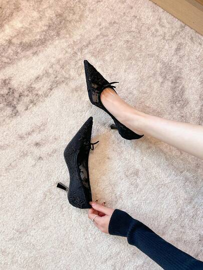 Xin Jing Shoes أحذية كعب متوسط ذات رؤوس مدببة للنساء في فصل الخريف/الشتاء، أحذية أنيقة وعملية للتنقل، أحذية عصرية وشاملة للحفلات