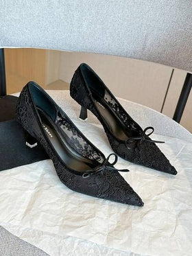 Xin Jing Shoes أحذية كعب متوسط ذات رؤوس مدببة للنساء في فصل الخريف/الشتاء، أحذية أنيقة وعملية للتنقل، أحذية عصرية وشاملة للحفلات