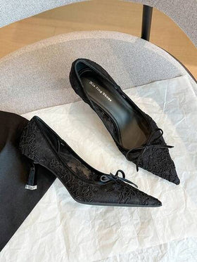 Xin Jing Shoes أحذية كعب متوسط ذات رؤوس مدببة للنساء في فصل الخريف/الشتاء، أحذية أنيقة وعملية للتنقل، أحذية عصرية وشاملة للحفلات