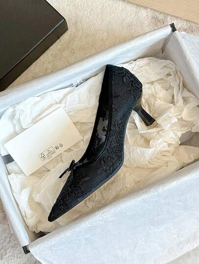 Xin Jing Shoes أحذية كعب متوسط ذات رؤوس مدببة للنساء في فصل الخريف/الشتاء، أحذية أنيقة وعملية للتنقل، أحذية عصرية وشاملة للحفلات