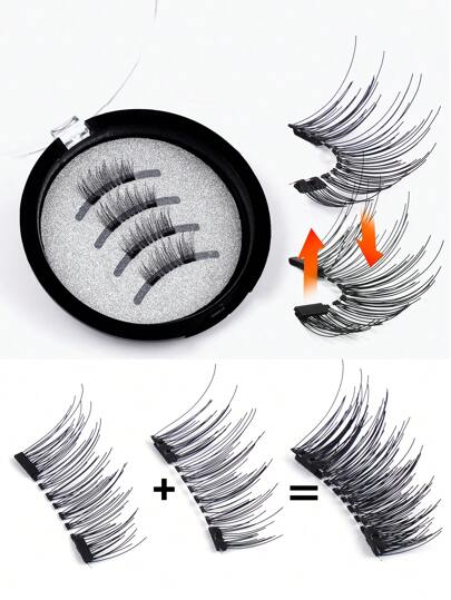 MAGEFY زوج من رموش مغناطيسية نصف عين نوع CC curl، بدون غراء، مع صندوق، أدوات مكياج رموش، رموش عيون قطة طبيعية، مطول لنهاية العين، أدوات مكياج رموش فلوفي صناعية مشابهة للنمر، مثالية للأشخاص ذوي المظهر المرتاح، رموش ميانغا طبيعية، خليط تصميم طبيعي...