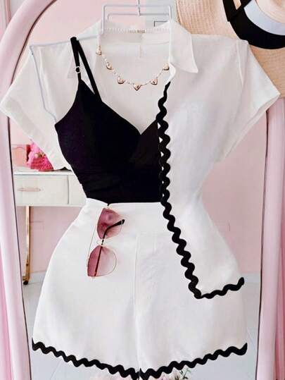 Elenzga طقم فستان ربيعي بتصميم طباعة زهور للنساء للعطلات الرسمي 2 قطع