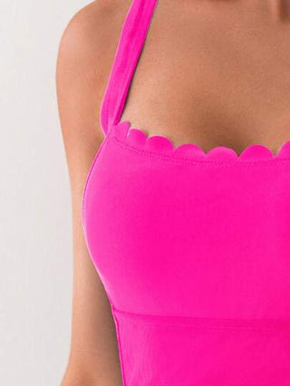 مايوه حريمي قطعة واحدة Swim Basics 1 قطعة ملابس سباحة نسائية كاملة باللون الأحادي متجعد مناسبة للعطلات والشاطئ