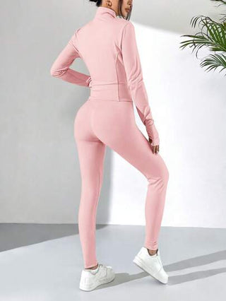EZwear مجموعة رياضية للنساء تتكون من سترة مصنوعة من الأصواف باللون الوردي وبنطلون فضفاض