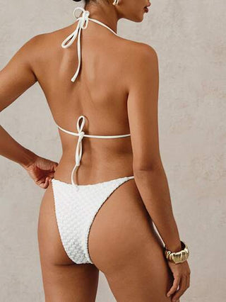 Swim Chiccia بدلة السباحة الصيفية للنساء بحمالات رفيعة، قماش منقط ذو تفاصيل، حمالة صدر موضة وسروال بيكيني ذو رباط جانبي، تانكيني
