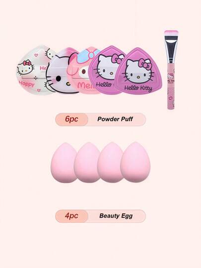 Sanrio مجموعة أدوات تجميل سانريو مكونة من: 1 حقيبة مكياج سحاب متعددة الوظائف، 14 طقم فرشاة مكياج + 4 إسفنجات مكياج + 5 هالو كيتي مليودي إسفنجات تجميل + 1 فرشاة أساس هالو كيتي + 1 قابض كبير هالو كيتي + 1 قابض صغير هالو كيتي + 1 رذاذ هالو كيتي + 1 مشط...