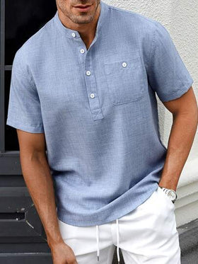 Manfinity CasualCool قميص كاجوال قصير الأكمام للرجال، عطلة صيفية