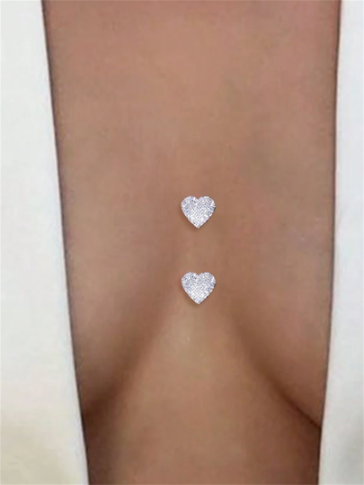 طقم تانكيني حريمي ملصقات على شكل قلوب لامعة، إكسسوارات مجوهرات للجسم الحميمية للنساء للبس الداخلي للحفلات والنوادي الليلية على الشاطئ