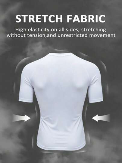 Manfinity Sport Polished قميص رجالي كاجوال بأكمام البوليسترو برسومات العنكبوت، لياقة بدنية ورياضة، ملابس تمرين، تيشيرتات وخزانات جري