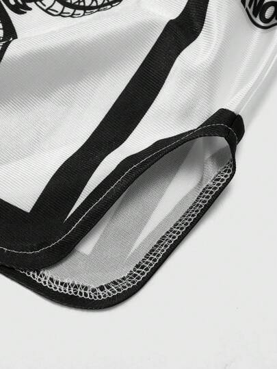 Manfinity Streetrush طقم شورت رجالي وقطعة واحدة من ماندفيني بسترتراش ، خصر مطاطي ، تحمل عالي ، إصدار طويل وقصير ، شورت سوبر ، قماش لامع بنمط "التنين والنمر الأسود والأبيض" ، شورت ملاكم تايلاندي ، شورت رياضي كاجوال لكرة السلة ، شقوق جانبية ، شعبي على انستج
