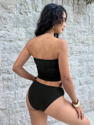 طقم تانكيني حريمي Swim Vcay طقم ملابس السباحة تانكيني مع بندو قابلة للفصل وربطة جانبية وسحاب للنساء