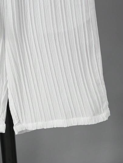 SHEIN جوتا بنطال قصير كاجوال وقميص مزخرف بطبعة ثلاثية الأبعاد مع ياقة للاطفال 2 قطعة