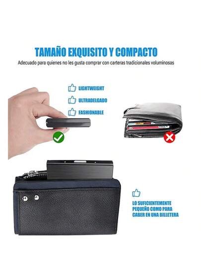 محفظة بطاقات ائتمانية مزدوجة الجانب من الجلد مزودة بحماية RFID، محفظة بطاقات ائتمانية من الفولاذ المقاوم للصدأ، محفظة بطاقة أعمال، محفظة مبطنة للنساء والرجال، محفظة صغيرة، محفظة هدايا صغيرة للرجال والنساء