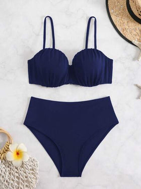 Swim Lushoire بكيني سباحة بقطعتين من نوع إنهانسينج ذو سلك معزز مصنوع من لون أحادي مناسب للنساء