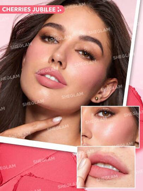 SHEGLAM مجموعة كريم الخدود والشفاه من Very Cherry ديكور عيد الحب هدية حب شتاء مكياج حفلة شاطئ سفر عطلة تخييم في الهواء الطلق هدية وردة فتاة الموضة رأس السنة مستحضرات تجميل تنكرية أفضل رحلة مهرجانات لون خيالي سحر المدرسة أجواء Cny حمره بلشر علامة تجارية جم