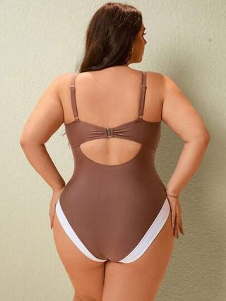Swim Chiccia بدلة سباحة قطعة واحدة من قطع عتيقة مع لمسة عمق من الخصر للنساء ذوات الحجم الكبير، أنيقة وعصرية