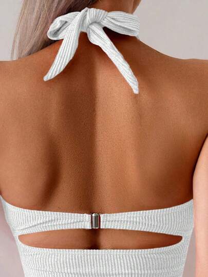 مايوه حريمي قطعة واحدة Swim Basics بدلة سباحة نسائية صيفية أنيقة بتصميم تقاطعي خلفي عاري للظهر مكون من قطعة واحدة